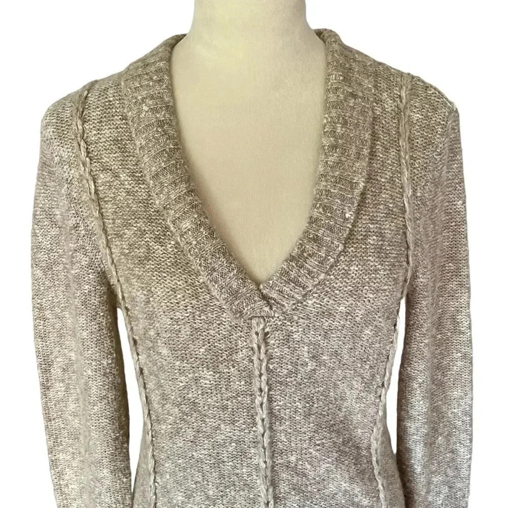 Antonio Melani Cozy Preppy Knit Pullover Sweater V-Neck Neutral Women Sz M - Picture 4 of 8